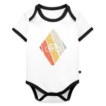 Cadeau pour le cyclisme : les pistes cyclables - Body Bébé bio contrasté manches courtes - blanc/noir  - Devant