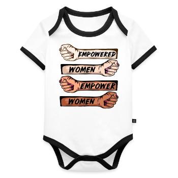 Égalité des droits Femmes Emancipation Shirt Forte - Body Bébé bio contrasté manches courtes - blanc/noir  - Devant