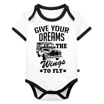 Landy Dreams - Body Bébé bio contrasté manches courtes - blanc/noir  - Devant