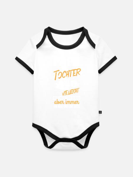 Papa Und Tochter Geschenk - Baby Bio-Kurzarm-Kontrastbody - Weiß/Schwarz 