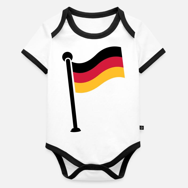 Drapeau Allemagne caché / Drapeau allemand (3c) - Body Bébé bio contrasté manches courtes - blanc/noir