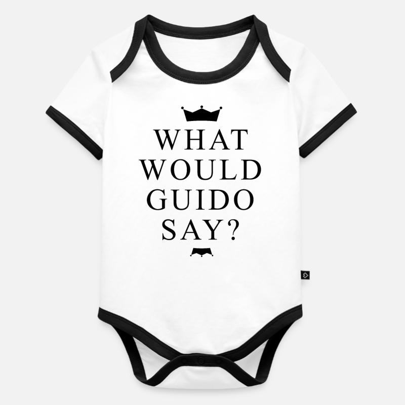 Que dirait Guido? Amusez-vous avec les couronnes - Body Bébé bio contrasté manches courtes - blanc/noir