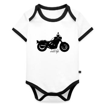 La faune moto - Body Bébé bio contrasté manches courtes - blanc/noir  - Devant