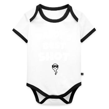 Papa's Best Shot Baby Party progéniture naissance - Body Bébé bio contrasté manches courtes - blanc/noir  - Devant