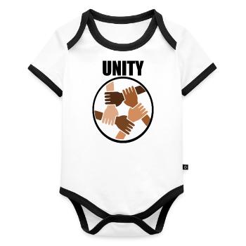 Untiy - Ensemble, nous pouvons arrêter le racisme - Body Bébé bio contrasté manches courtes - blanc/noir  - Devant