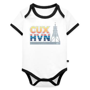 Cuxhaven Kugelbake ancre coeur maritime cuxhvn - Body Bébé bio contrasté manches courtes - blanc/noir  - Devant