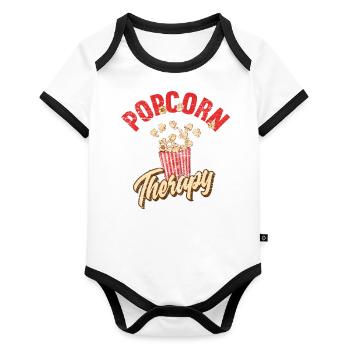 Popcorn films - Organic Baby Contrasting Bodysuit - white/black  - Front