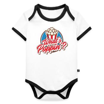 Popcorn - Organic Baby Contrasting Bodysuit - white/black  - Front