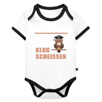 Doktortitel Lizenz zum Klugscheissen Doktor Klug - Baby Bio-Kurzarm-Kontrastbody - Weiß/Schwarz  - Vorne
