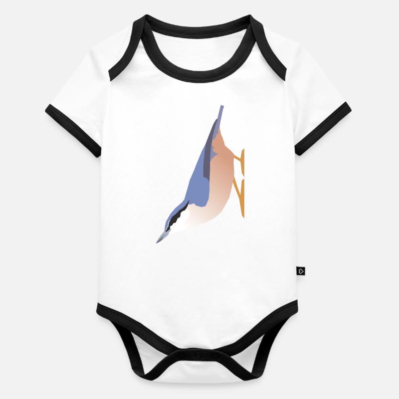 Nuthatch (sitta europaea) - Organic Baby Contrasting Bodysuit - white/black 