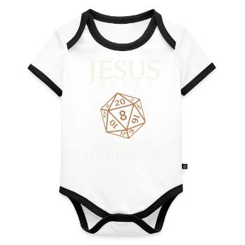 Jeu de rôle que Jésus sauve, dés RPG - Body Bébé bio contrasté manches courtes - blanc/noir  - Devant