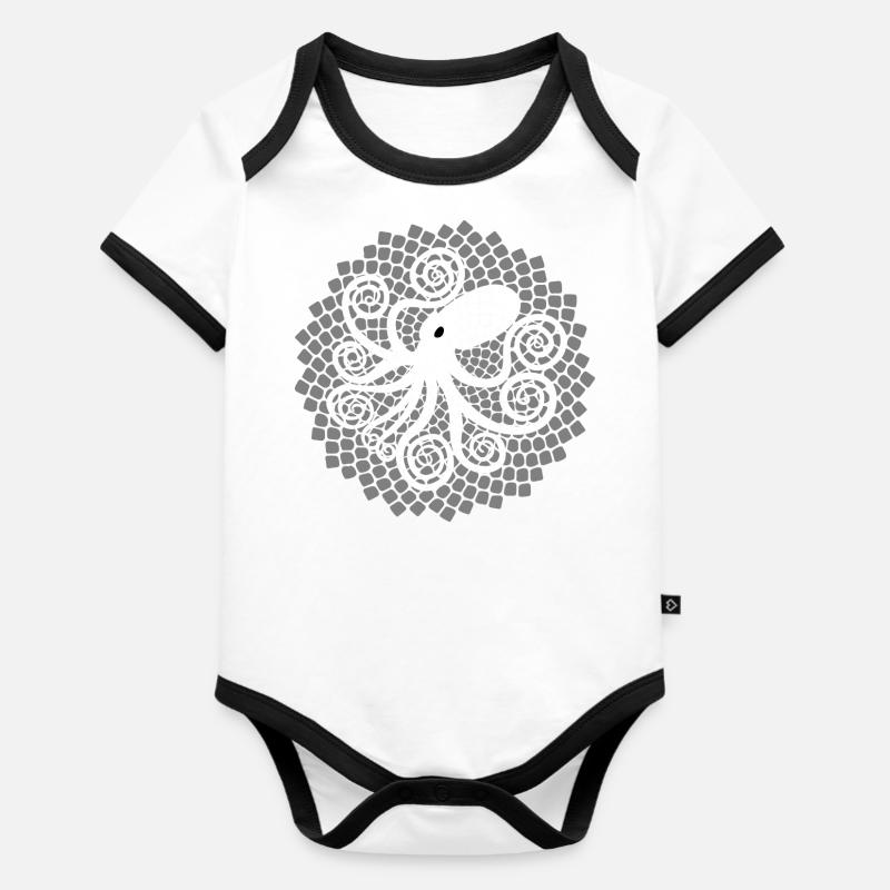 Fibonacci Squid - Organic Baby Contrasting Bodysuit - white/black 