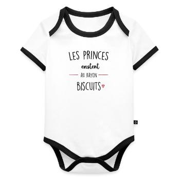 les princes - Body Bébé bio contrasté manches courtes - blanc/noir  - Devant