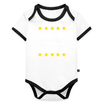 Bester Trainer - Baby Bio-Kurzarm-Kontrastbody - Weiß/Schwarz  - Vorne