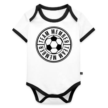 team football circle logo - Organic Baby Contrasting Bodysuit - white/black  - Front