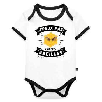 J'peux pas, j'ai des abeilles - Body Bébé bio contrasté manches courtes - blanc/noir  - Devant