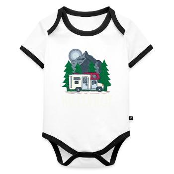Motorhome Copilot for Caravan and Camping Fans - Organic Baby Contrasting Bodysuit - white/black  - Front