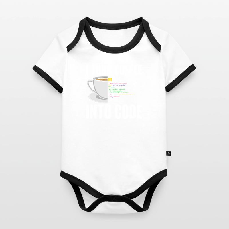 Funny Computer Coffee Programmer Design Organic Baby Contrasting Bodysuit