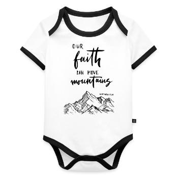 Christliche Bibelverse - Baby Bio-Kurzarm-Kontrastbody - Weiß/Schwarz  - Vorne