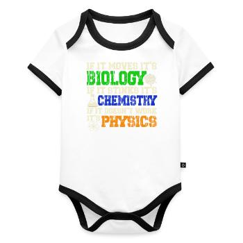 Biology Chemistry Physics Natural Sciences - Organic Baby Contrasting Bodysuit - white/black  - Front