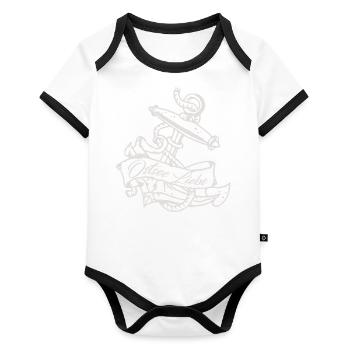 Ostseeliebe - Vintage Tattoo Anker - Body Bébé bio contrasté manches courtes - blanc/noir  - Devant