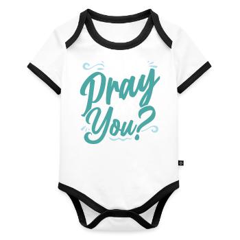 Bibelvers, Christlicher Gott, Gebetspsalm - Baby Bio-Kurzarm-Kontrastbody - Weiß/Schwarz  - Vorne