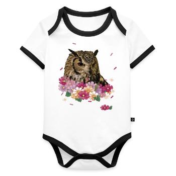 Eagle owl - Organic Baby Contrasting Bodysuit - white/black  - Front