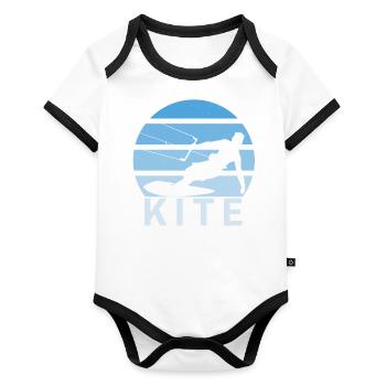 Kite Kiteboarding Surfer Windsurfing Vintage Sunset - Organic Baby Contrasting Bodysuit - white/black  - Front