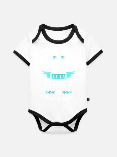 Superheld Henry - Baby Bio-Kurzarm-Kontrastbody - Weiß/Schwarz