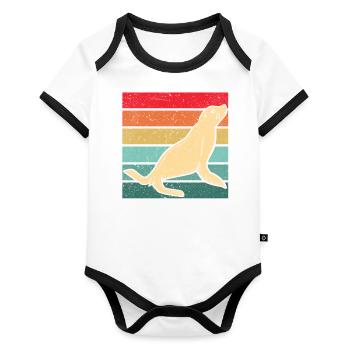 Robbe - Baby Bio-Kurzarm-Kontrastbody - Weiß/Schwarz  - Vorne