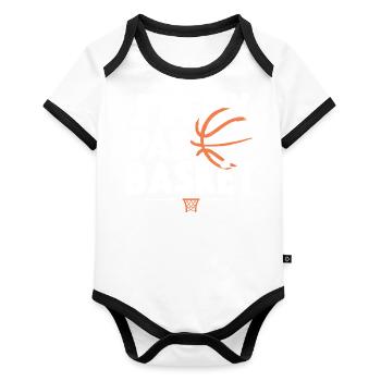 Je Peux Pas J'ai Basket Cadeau Basketball - Body Bébé bio contrasté manches courtes - blanc/noir  - Devant