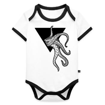 Kraken Octopus Tentacles - Organic Baby Contrasting Bodysuit - white/black  - Front