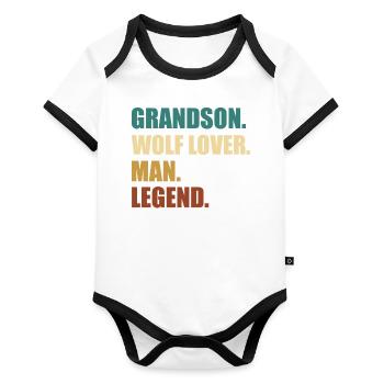 Wolf Grandson Legend - Organic Baby Contrasting Bodysuit - white/black  - Front