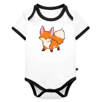 Renard - I just really like foxes, ok? - Body Bébé bio contrasté manches courtes - blanc/noir  - Devant