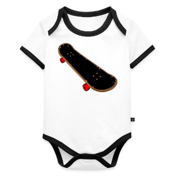 Bande dessinée skateboard - Body Bébé bio contrasté manches courtes - blanc/noir  - Devant