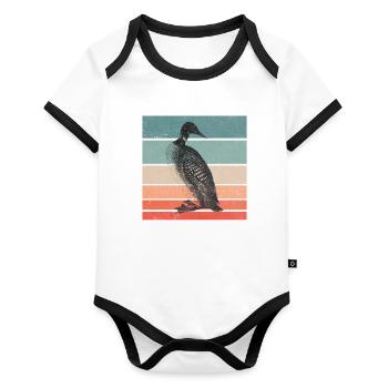 Common Loon Retro - Organic Baby Contrasting Bodysuit - white/black  - Front