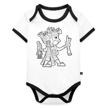 Ahuiateteo Aztec god Maya Inca Toltecs - Organic Baby Contrasting Bodysuit - white/black  - Front