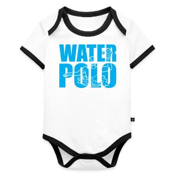 Sports nautiques - Water Polo - Body Bébé bio contrasté manches courtes - blanc/noir  - Devant