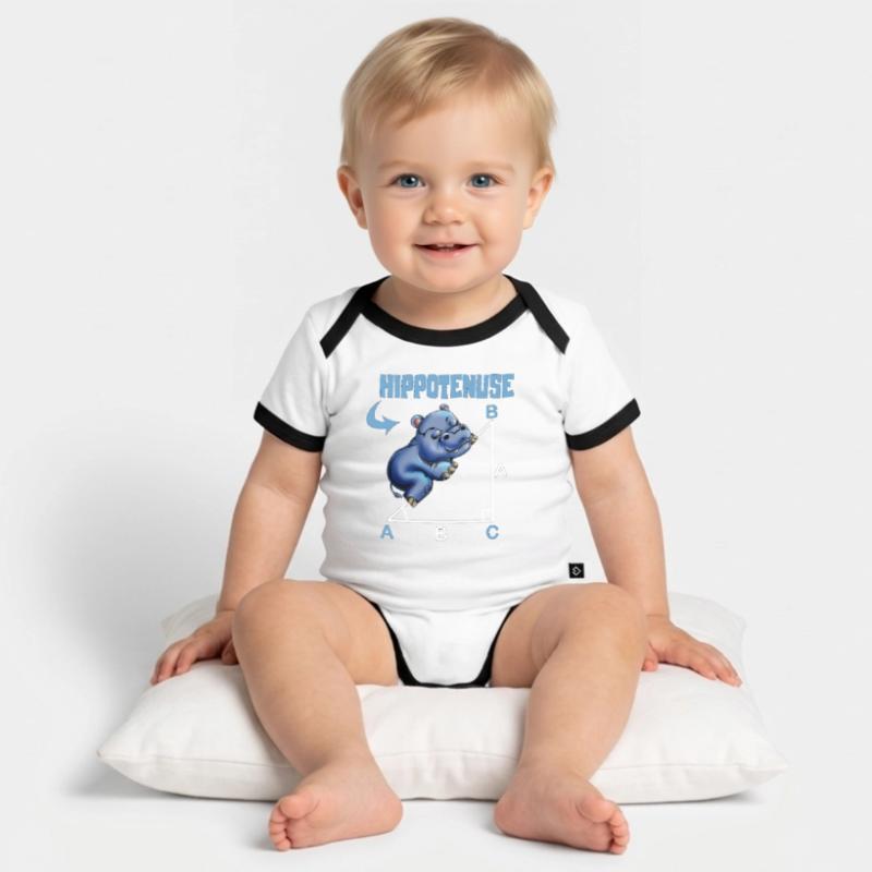 Math Hippotenuse Angular Function Hypotenuse Hippo Organic Baby Contrasting Bodysuit