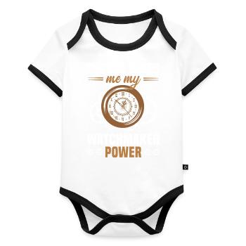 Coffee Watchmaker Power Master Watchmaker Craft - Organic Baby Contrasting Bodysuit - white/black  - Front