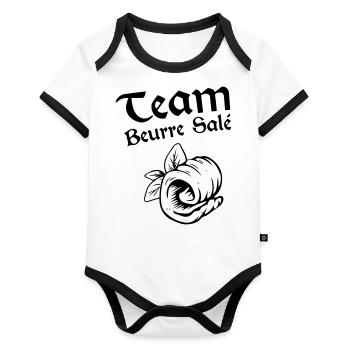 team beurre salé - Body Bébé bio contrasté manches courtes - blanc/noir  - Devant