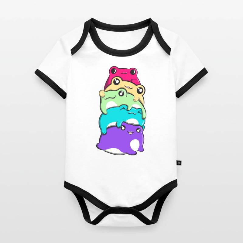 Non-Binary Pride Kawaii Frog Bunch Nonbinary Body Bébé bio contrasté manches courtes