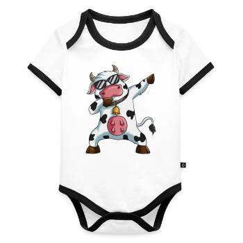 Dabbing Cow Farmer Dab Cowshed Farm - Organic Baby Contrasting Bodysuit - white/black  - Front