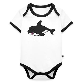 Don't buy a ticket - Orca - Baby Bio-Kurzarm-Kontrastbody - Weiß/Schwarz  - Vorne