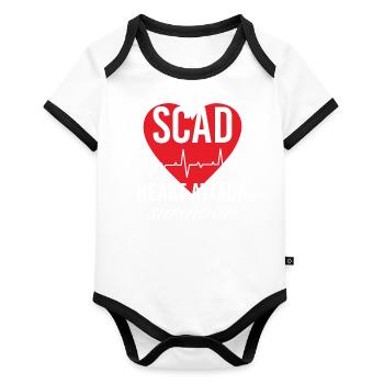 Survivant d’une crise cardiaque Scad Herzinfarkt Herzattacke - Body Bébé bio contrasté manches courtes - blanc/noir  - Devant