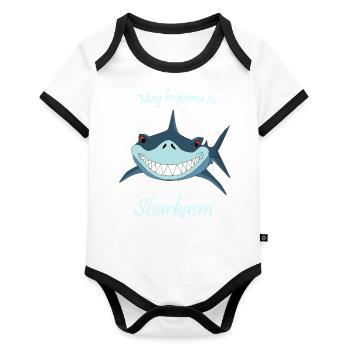 JE SUIS PEUT-ÊTRE ENCLIN AU SHARKASM – DRÔLE DE SARCASME DE REQUIN - Body Bébé bio contrasté manches courtes - blanc/noir  - Devant
