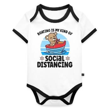 Sailing Sailboat Boating Kid Child Yacht Boat - Organic Baby Contrasting Bodysuit - white/black  - Front