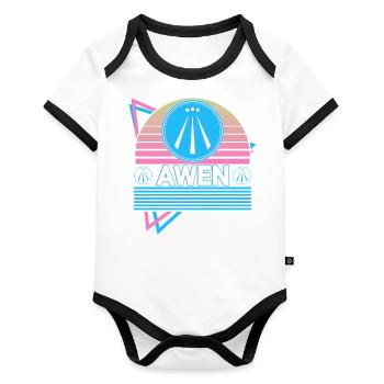 Awen Druid Paganism Celtic Wiccan Retro - Organic Baby Contrasting Bodysuit - white/black  - Front