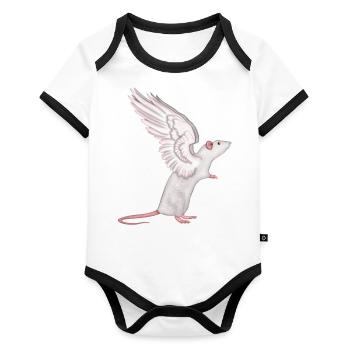 Rat Angel - Organic Baby Contrasting Bodysuit - white/black  - Front