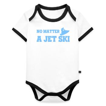 Jet Ski Motoneige Bateau à moteur Sports nautiques - Body Bébé bio contrasté manches courtes - blanc/noir  - Devant